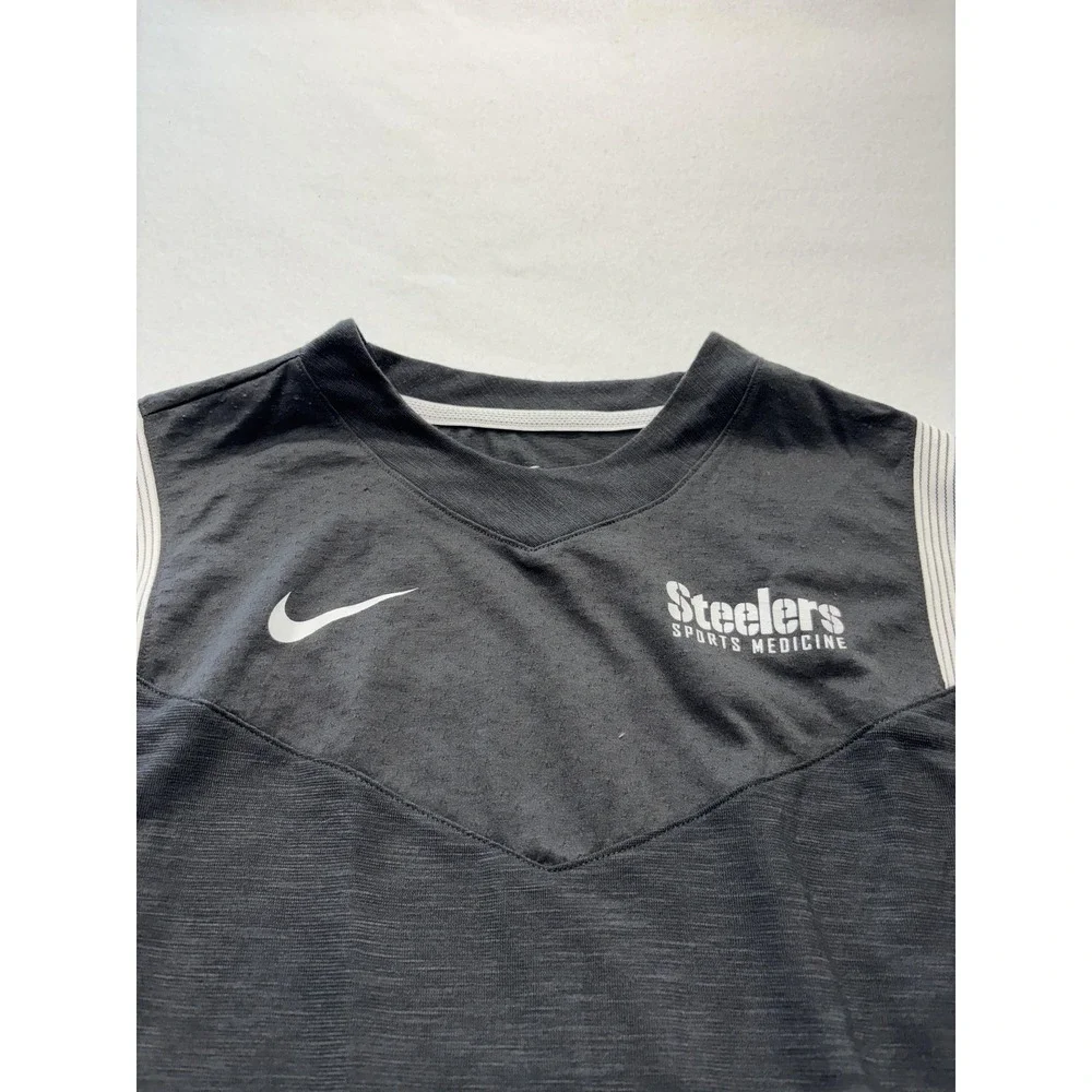 Pittsburgh Steelers Shirt Mens Medium Gray NFL Football Nike Dri Fit Long Sleeve